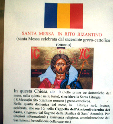 Román mise Padovában Santa messa in romeno